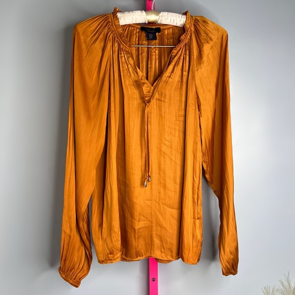 RACHEL Rachel Roy Rust Long Sleeve Blouse size medium - Picture 1 of 4